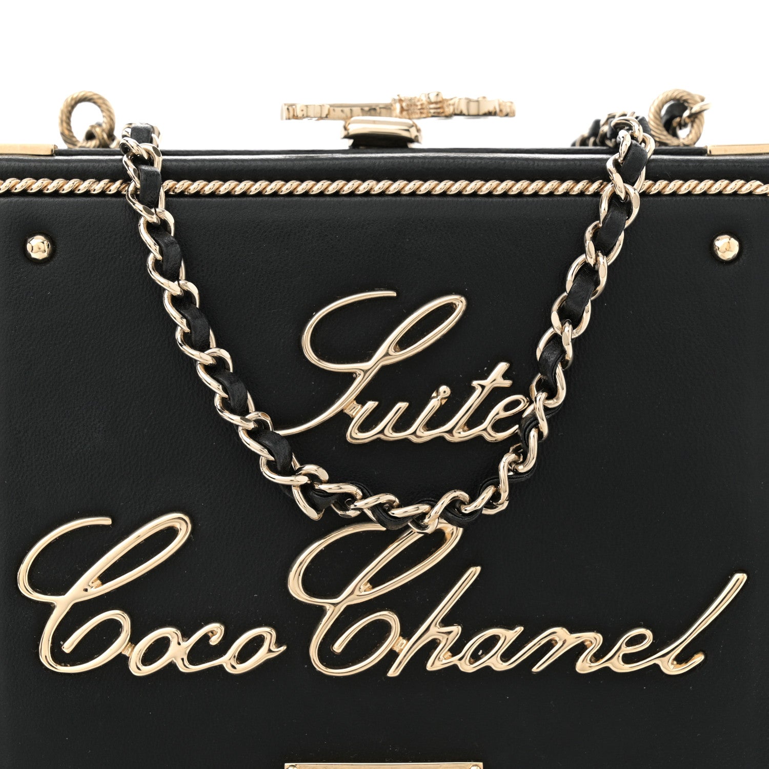 Chanel Lambskin Room Card Minaudiere Evening Bag Black Gold 8 of 11