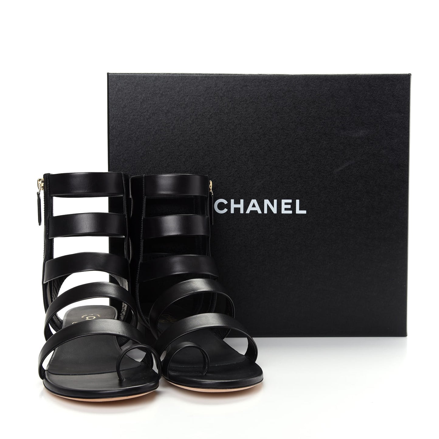 Calfskin Gladiator Sandals 39.5 Black