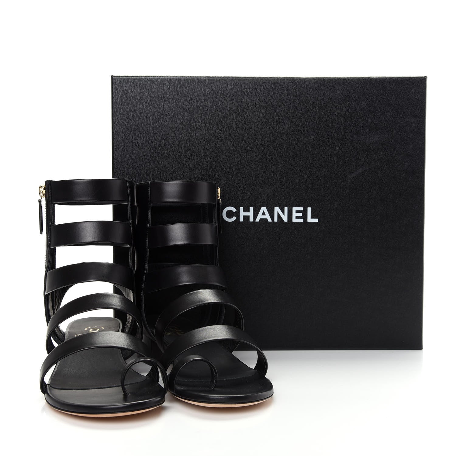 Chanel Calfskin Gladiator Sandals 39.5 Black 11 of 11