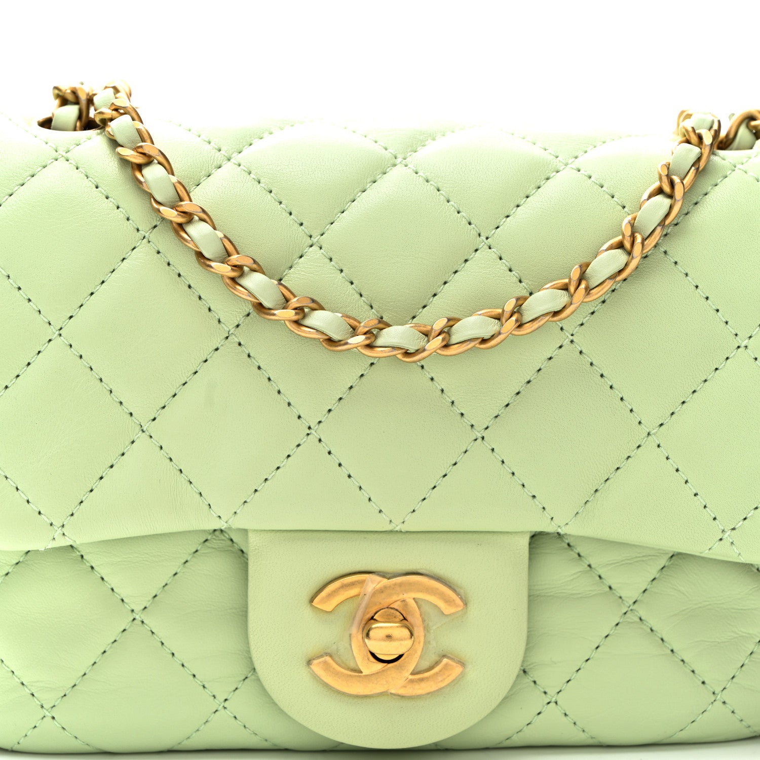 Chanel Lambskin Quilted Mini Pearl Crush Flap Light Green 7 of 10
