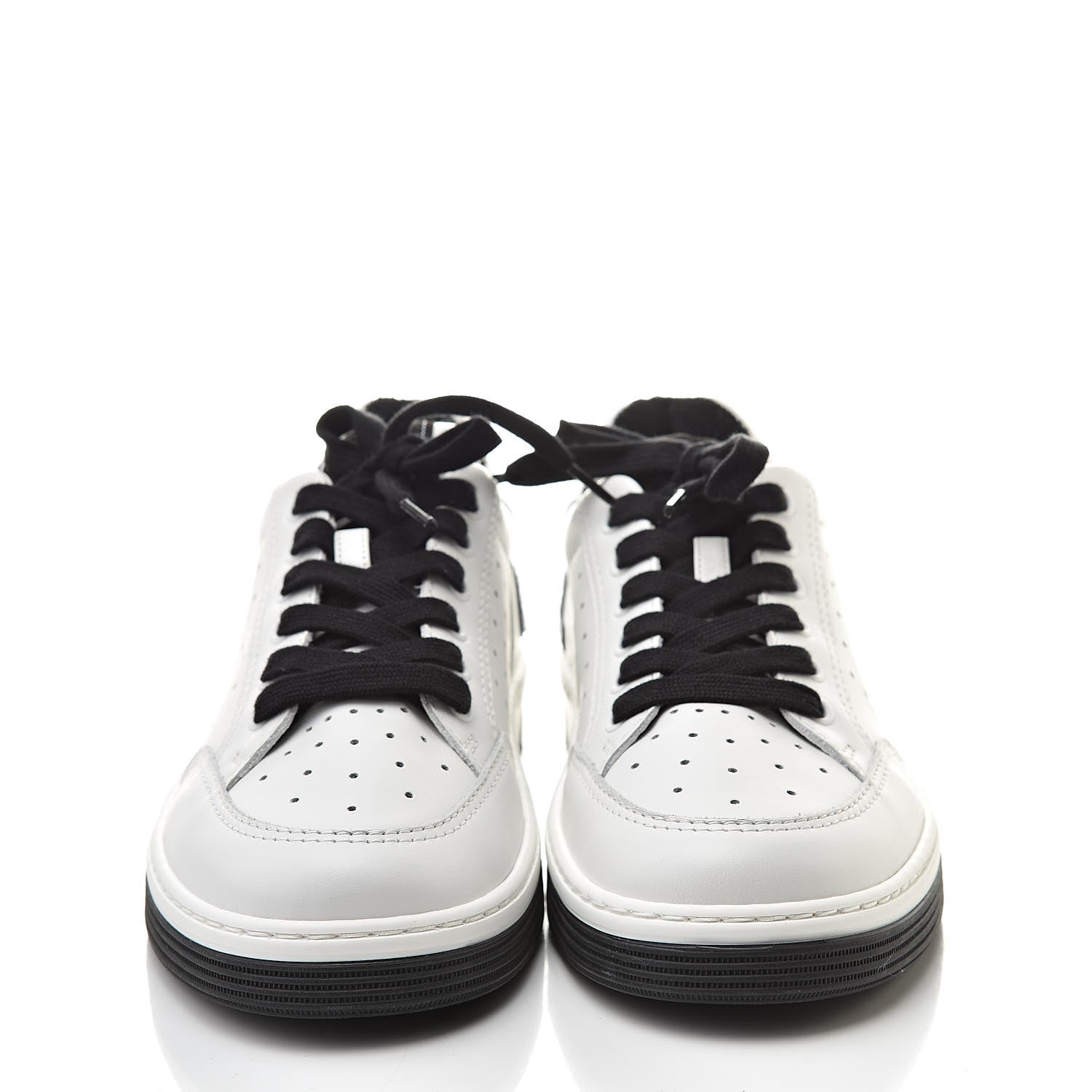 Chanel Calfskin Womens Logo Sneakers 39 Black White 2 of 9