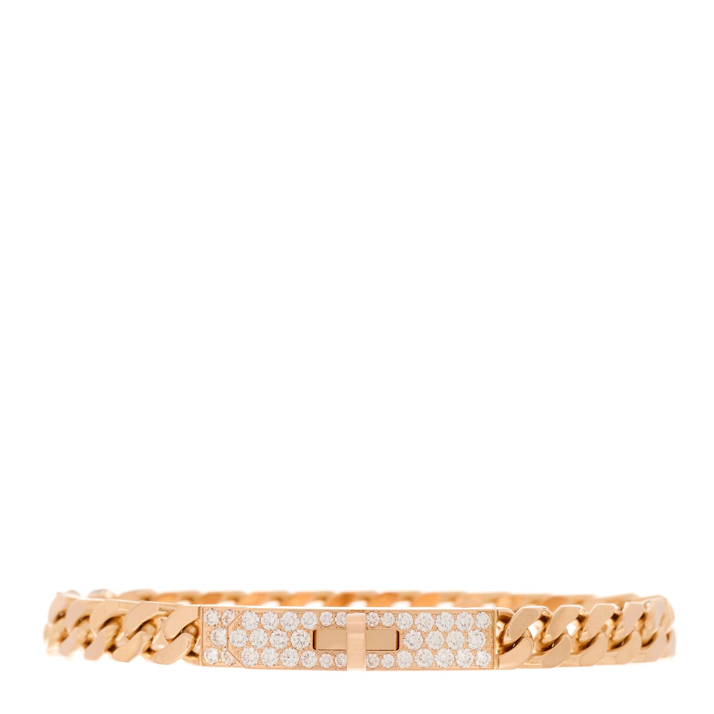 18K Rose Gold Diamond PM Kelly Gourmette Bracelet SH