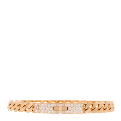 Hermes 18K Rose Gold Diamond PM Kelly Gourmette Bracelet SH 1 of 5