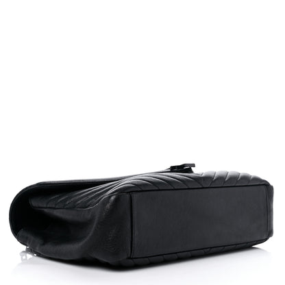 Saint Laurent Sheepskin Matelasse Chevron Monogram Monochrome Large College Satchel Black 4 of 13