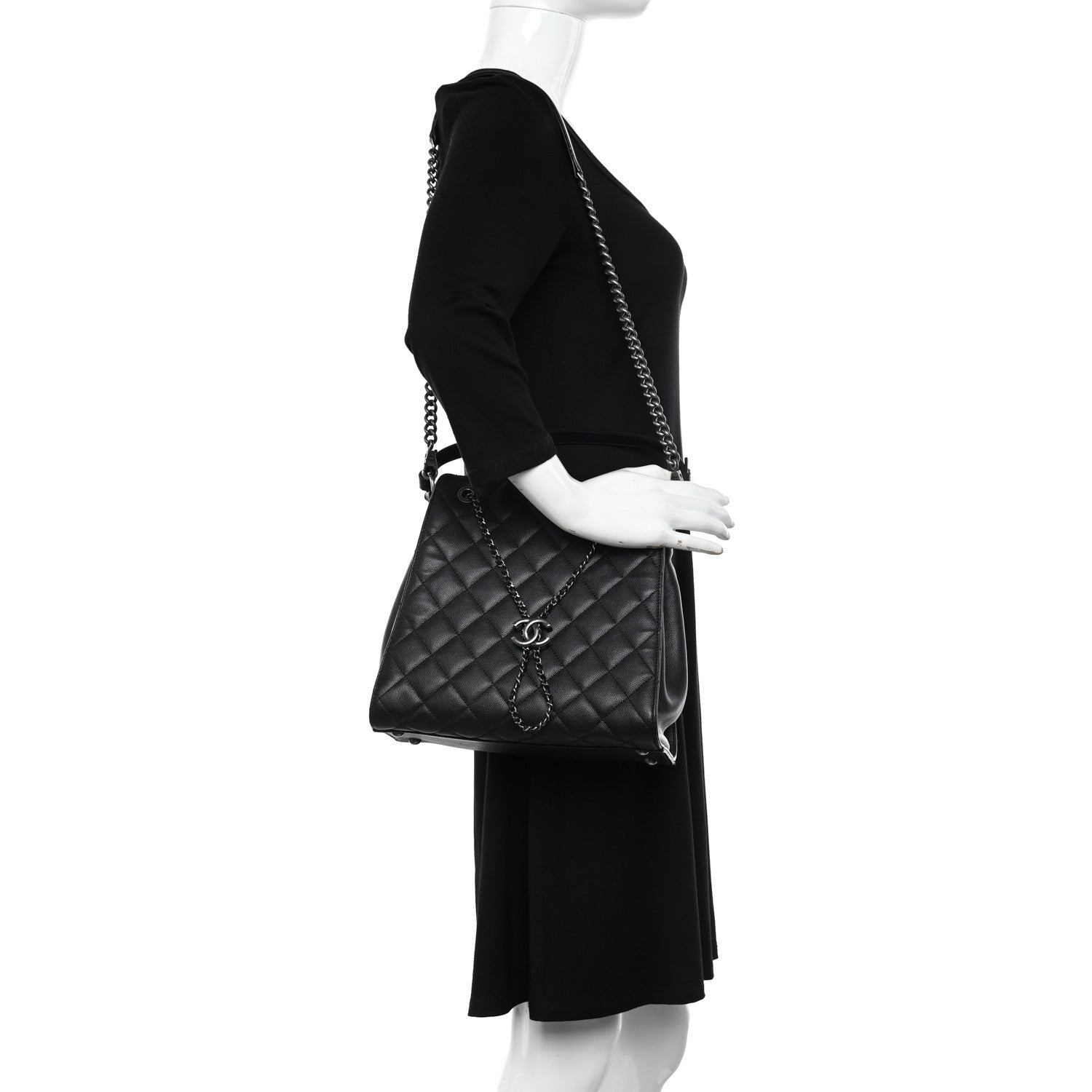 Chanel Caviar Quilted Medium CC Bucket Bag Black 2 of 11