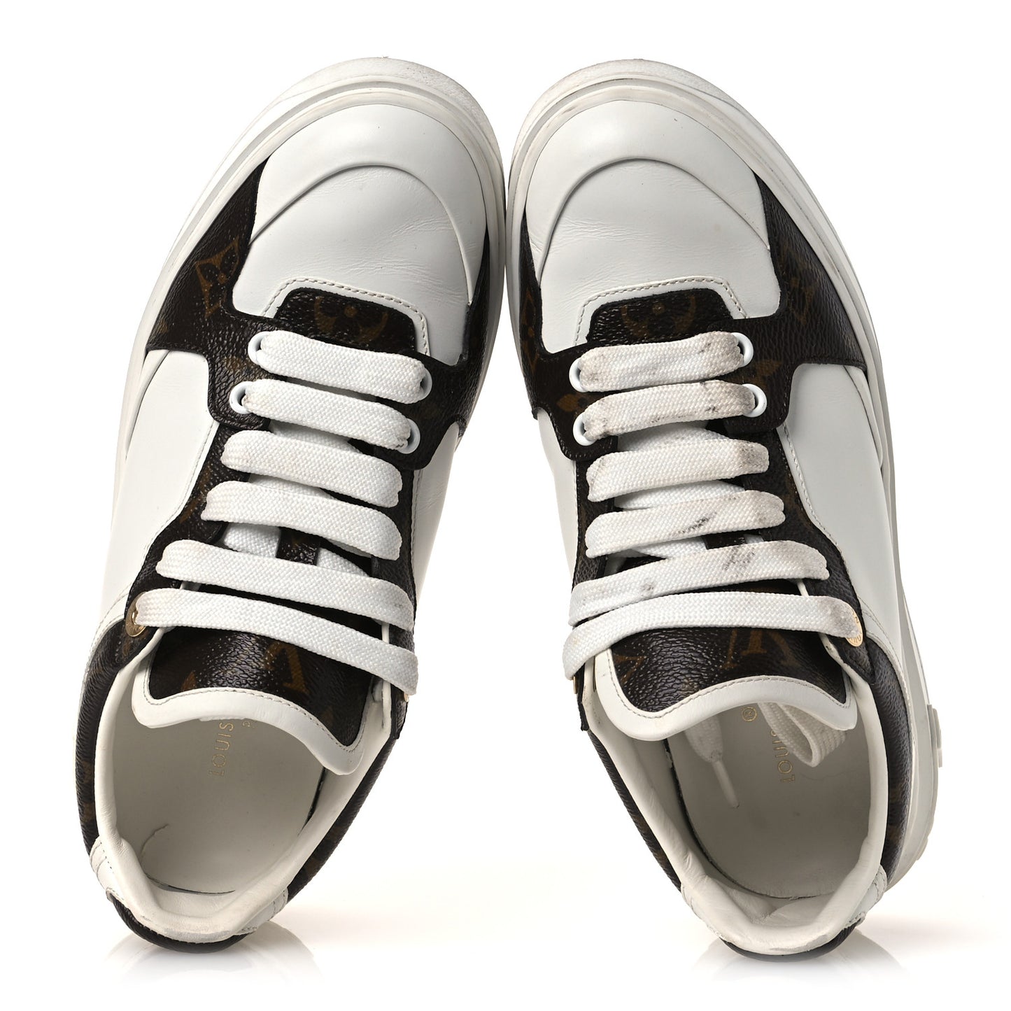 Calfskin Embossed Monogram Time Out Sneakers 36 White