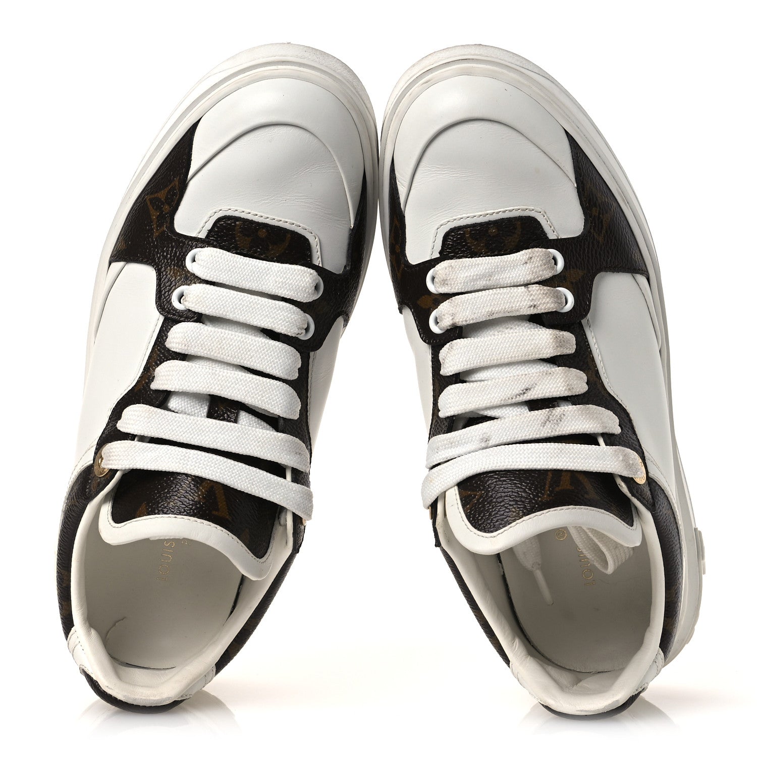 Louis Vuitton Calfskin Embossed Monogram Time Out Sneakers 36 White 2 of 13
