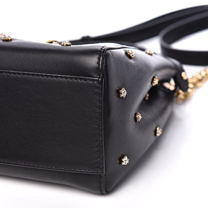 Fendi Nappa Crystal Star Embroidered XS Peekaboo Iconic Satchel Black 9 of 11
