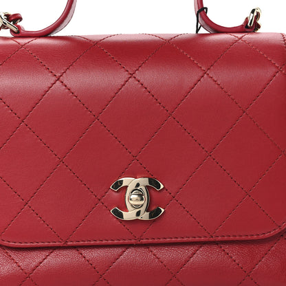 Chanel Calfskin Quilted Small Double Pocket Top Handle Flap Red 9 of 11