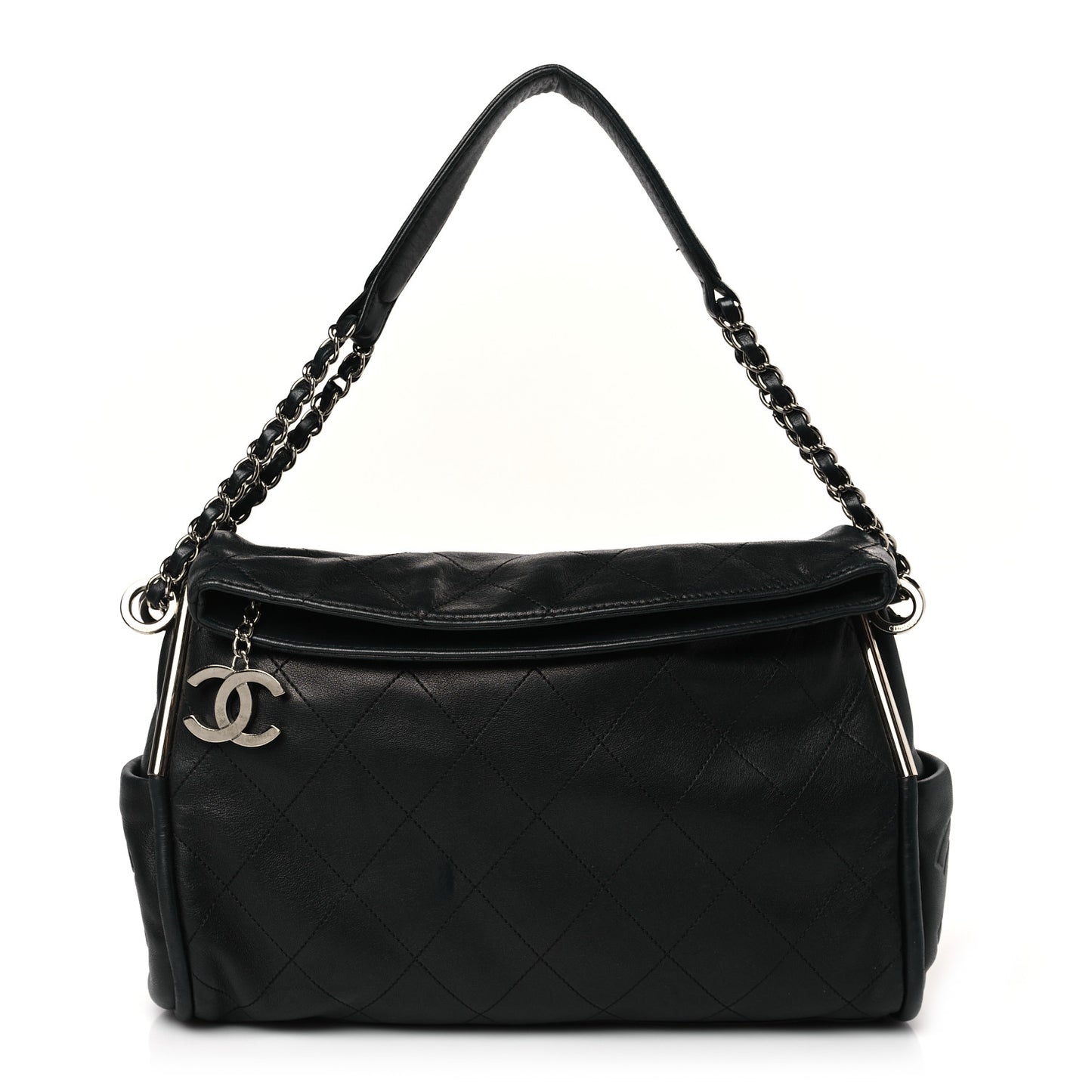 Lambskin Stitched Medium Ultimate Soft Tote Black