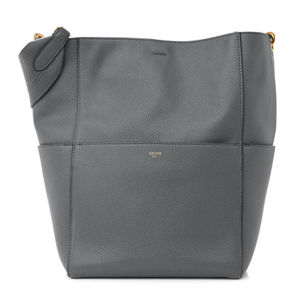 Celine Soft Grained Calfskin Sangle Bucket Bag Grey 1 of 16