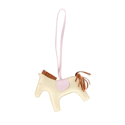 Hermes Milo Lambskin Grigri Rodeo Horse Bag Charm MM Craie Gold Mauve Pale 1 of 4