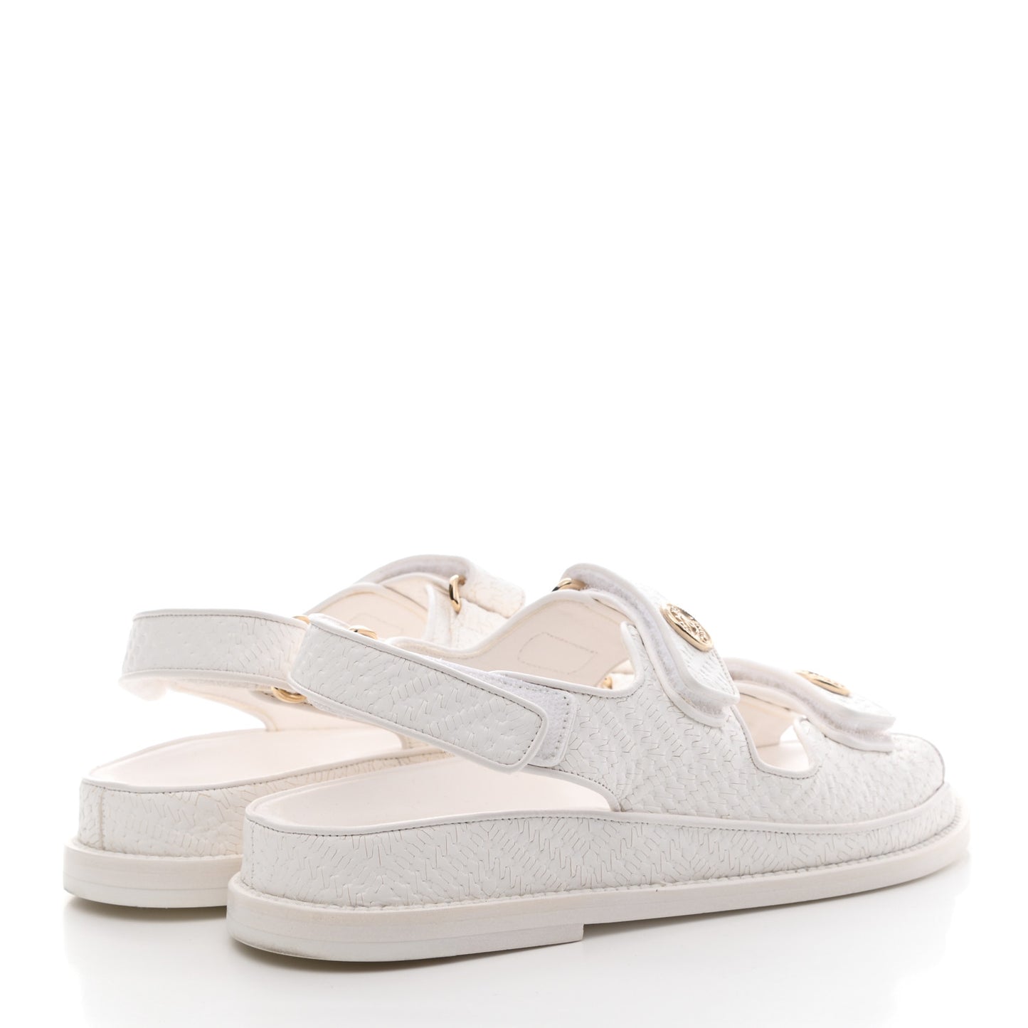 Calfskin Printed Velcro Dad Sandals 36.5 White