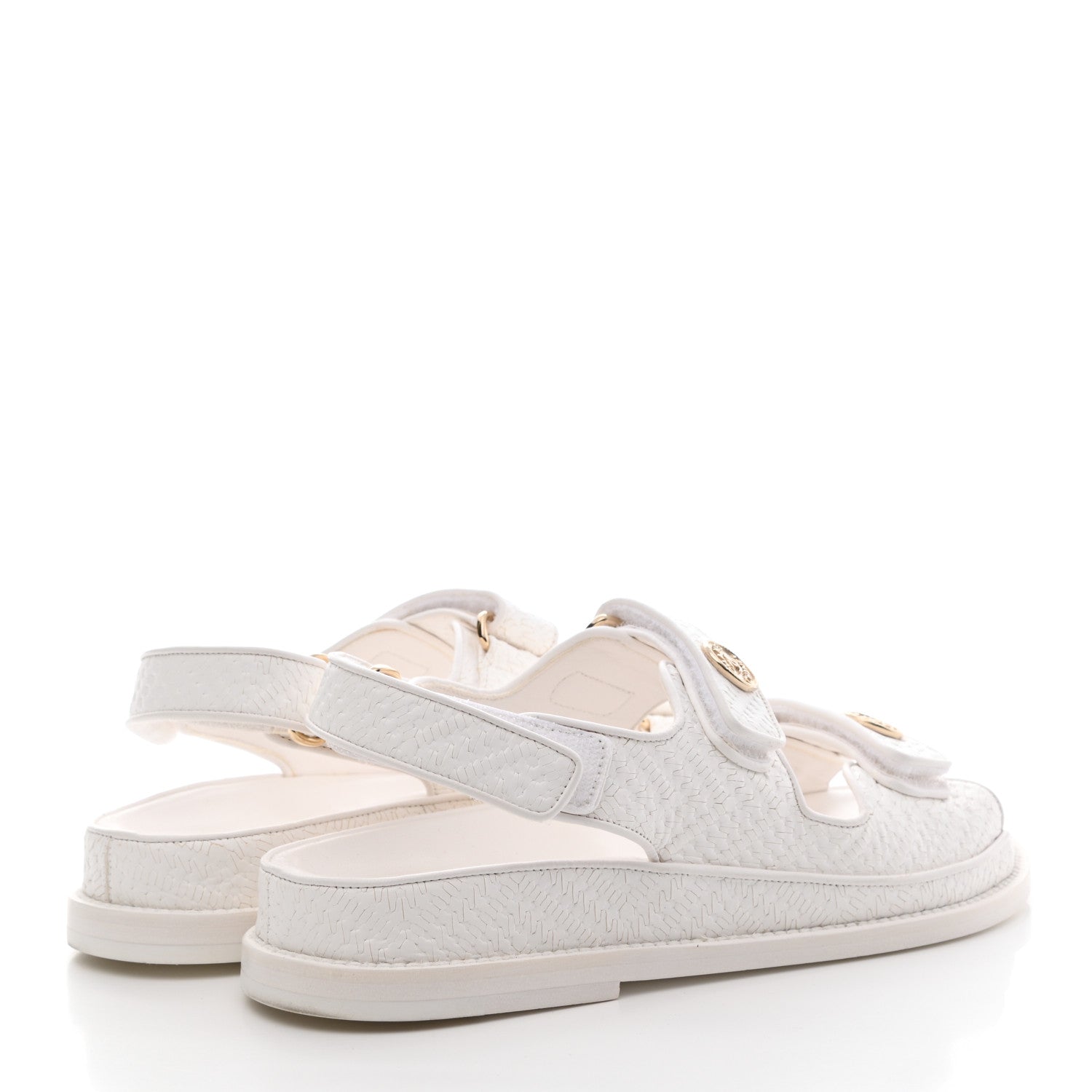 Chanel Calfskin Printed Velcro Dad Sandals 36.5 White 4 of 13