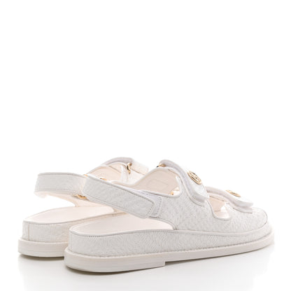Chanel Calfskin Printed Velcro Dad Sandals 36.5 White 4 of 13