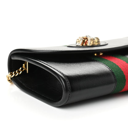 Gucci Textured Calfskin Web Mini Rajah Slim Flap Shoulder Bag Black 8 of 9