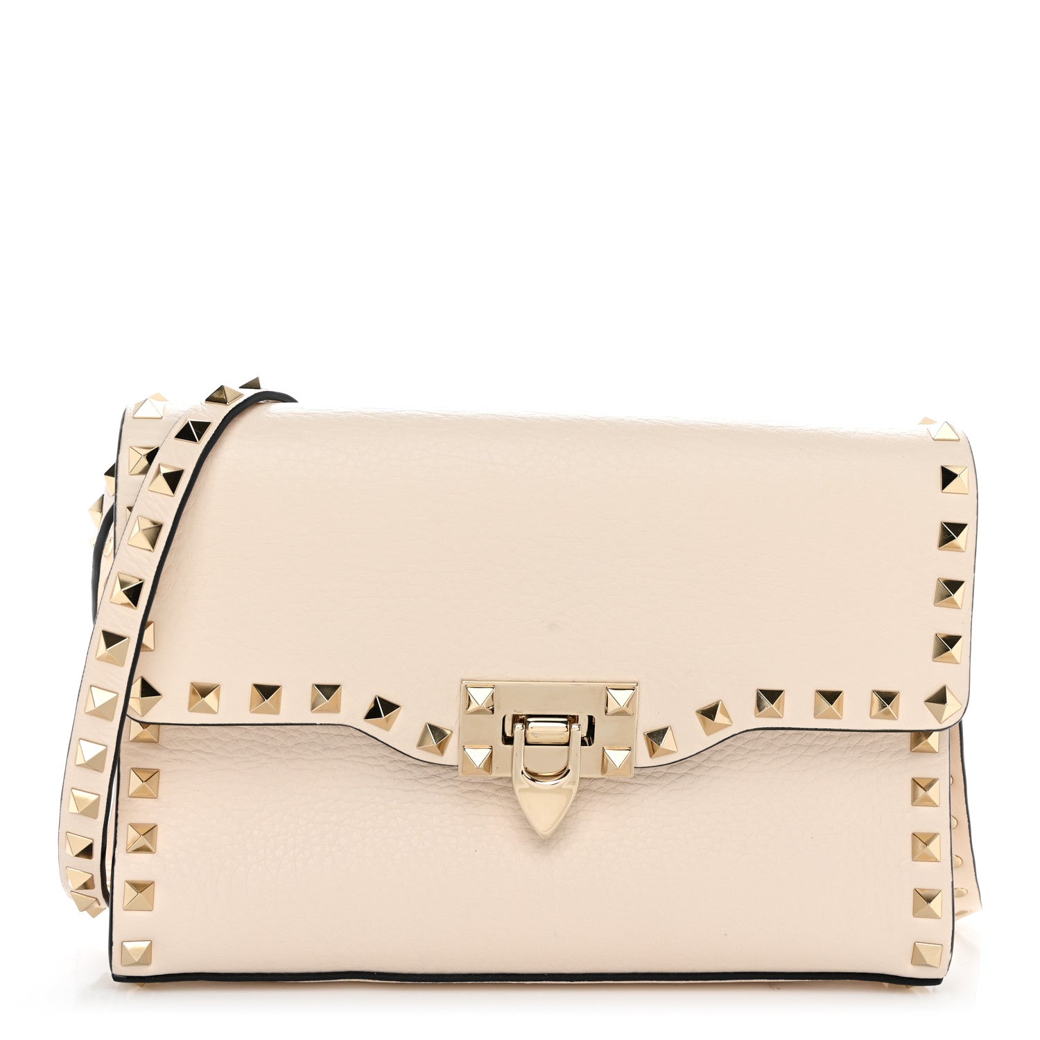 Valentino Garavani Vitello Medium Rockstud Flip Lock Crossbody Bag Light Ivory 1 of 10