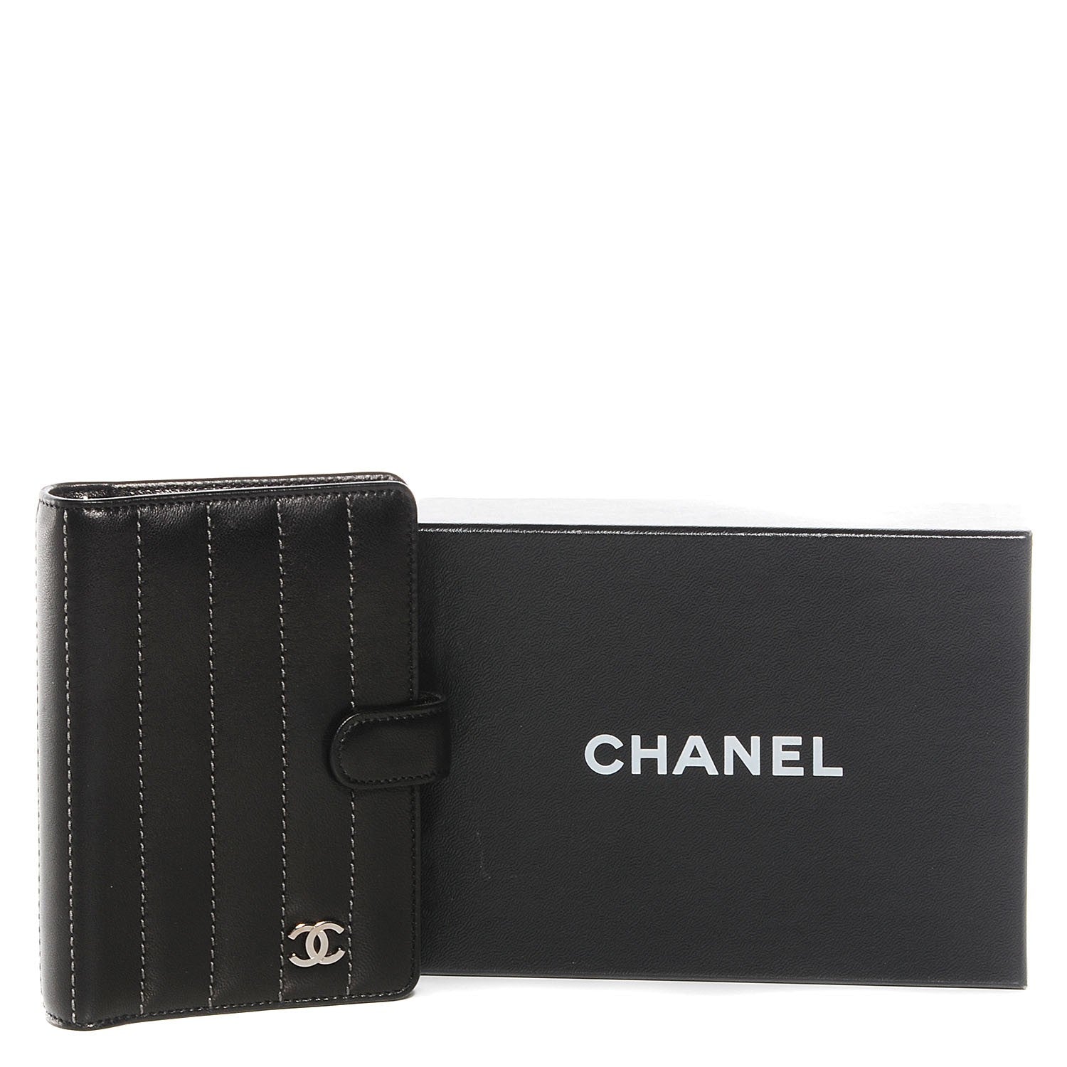 Chanel Lambskin Vertical Quilt Mademoiselle Small Ring Agenda Planner Black 8 of 8