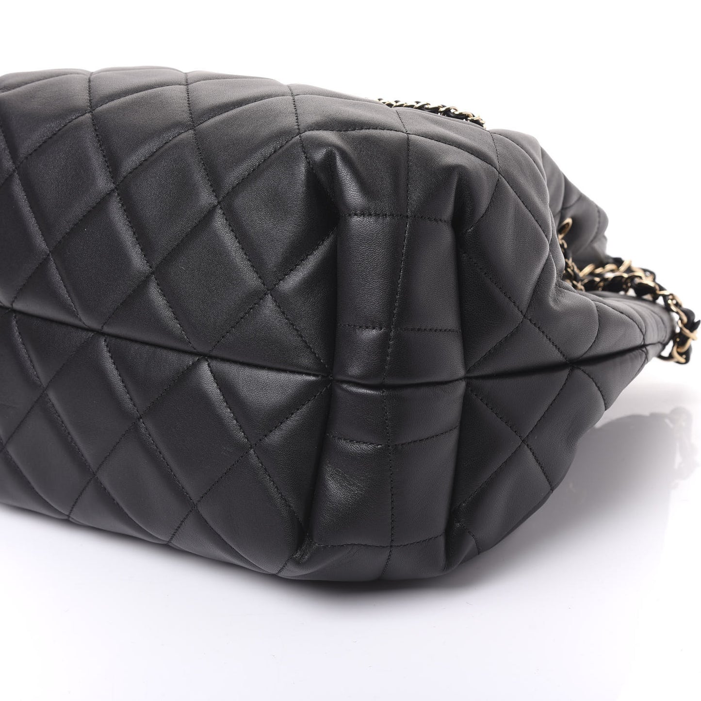 Lambskin Quilted CC Dweller Drawstring Tote Black