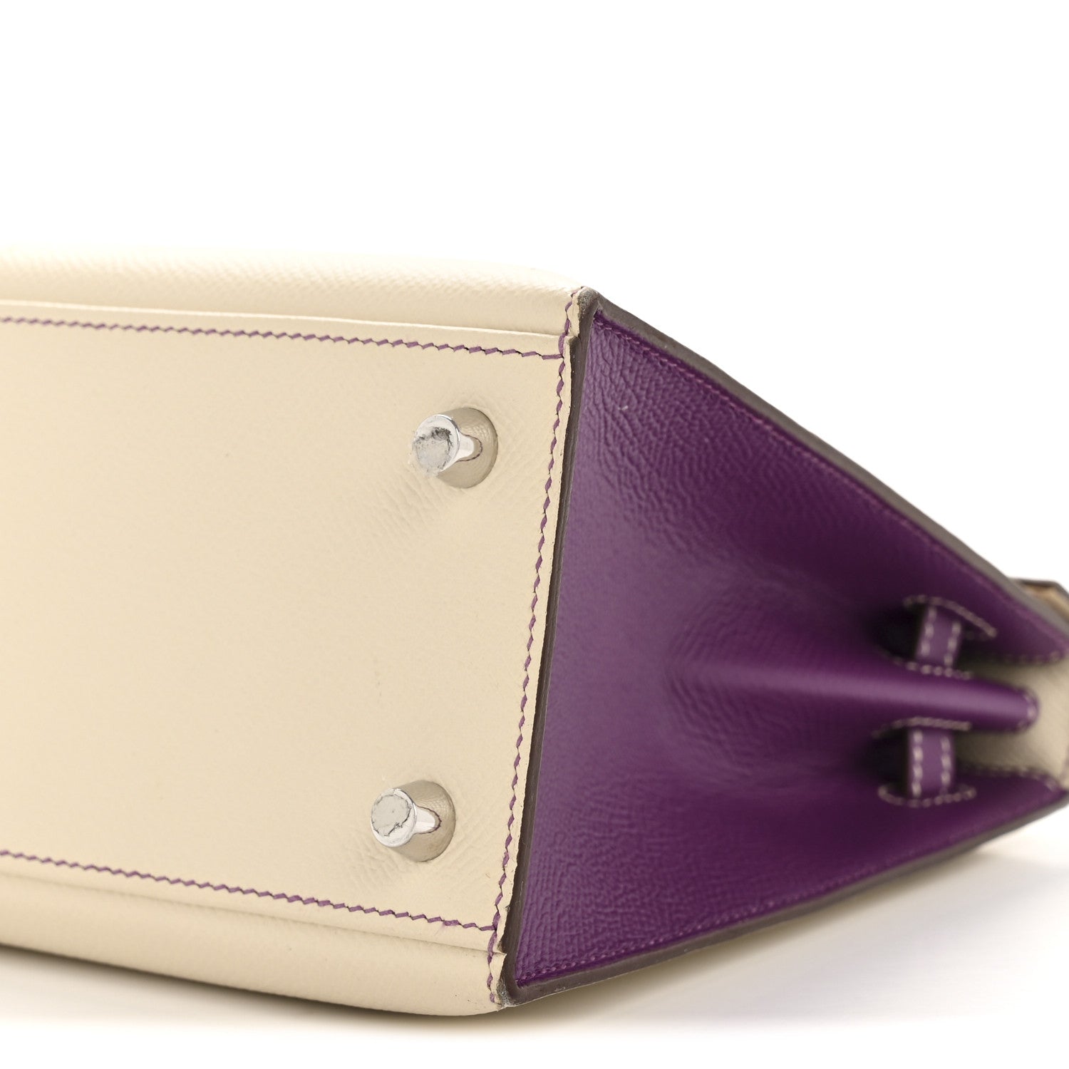 Hermes Epsom Bi-Color Horseshoe Kelly Sellier 25 Craie Anemone 10 of 14