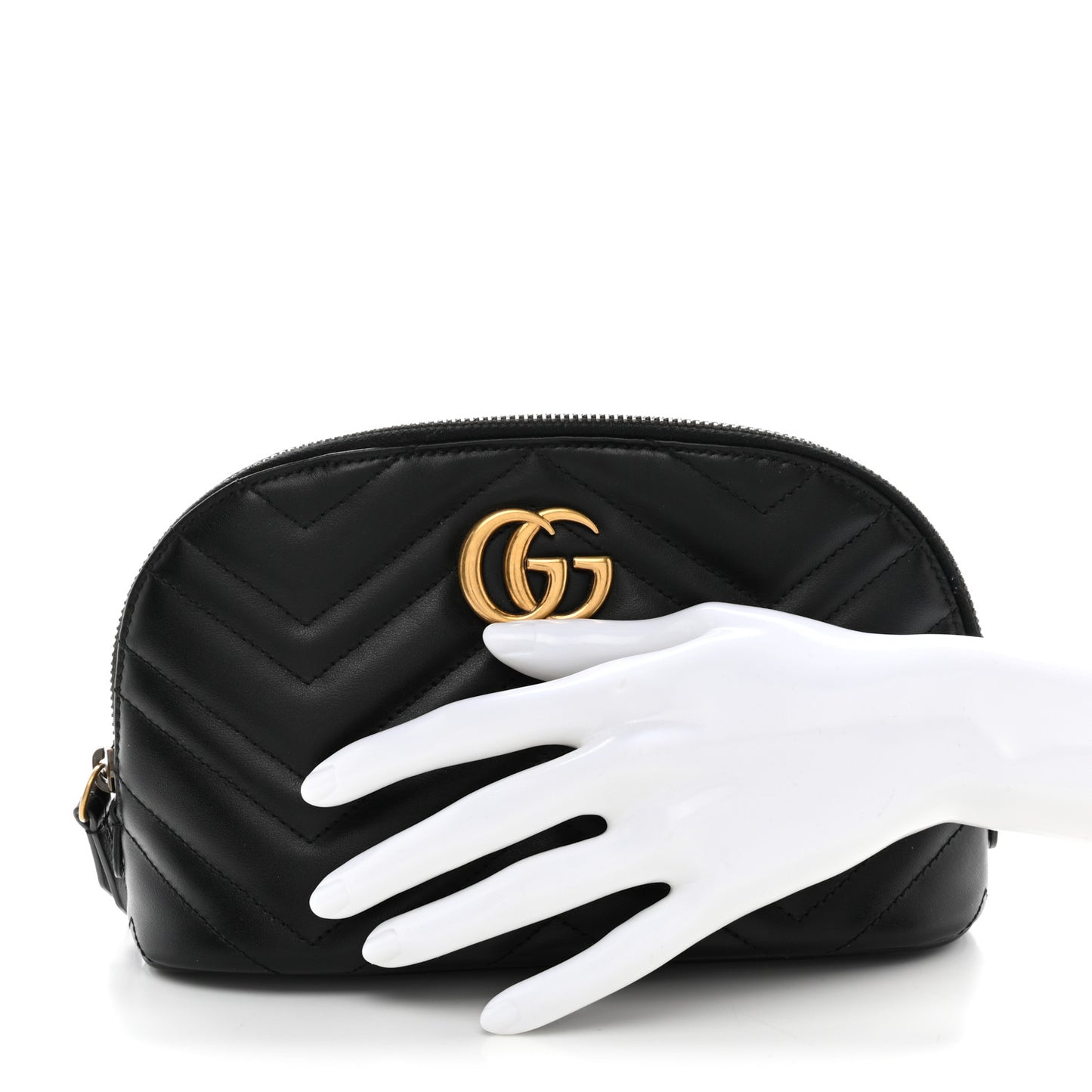 Calfskin Matelasse Large GG Marmont Pouch Cosmetic Case Black