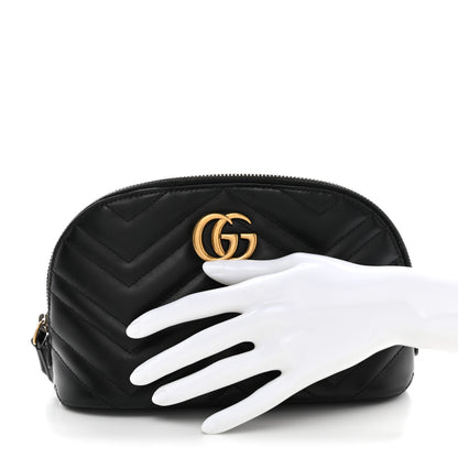 Gucci Calfskin Matelasse Large GG Marmont Pouch Cosmetic Case Black 2 of 7