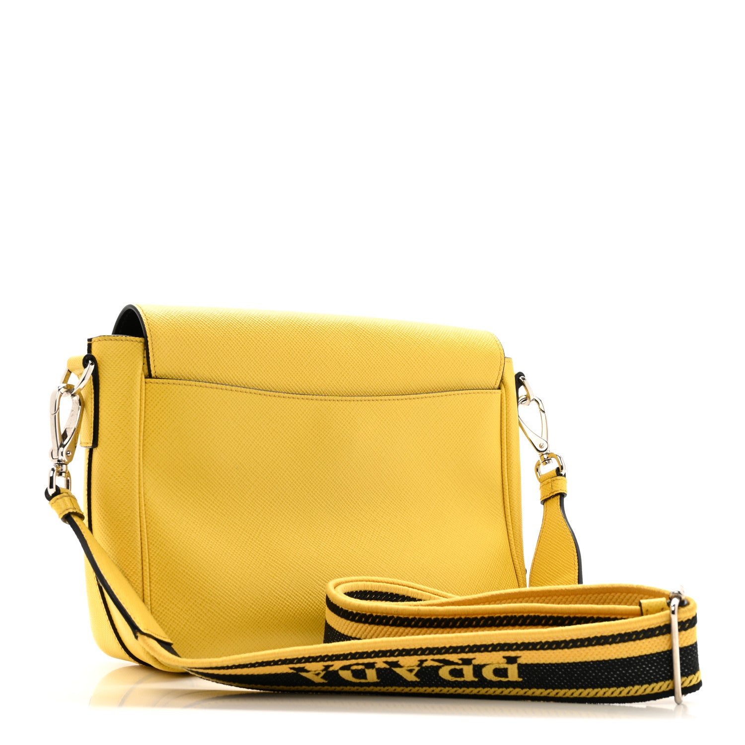 Prada Saffiano Cuir Triangle Logo Embossed Flap Crossbody Sole 3 of 11