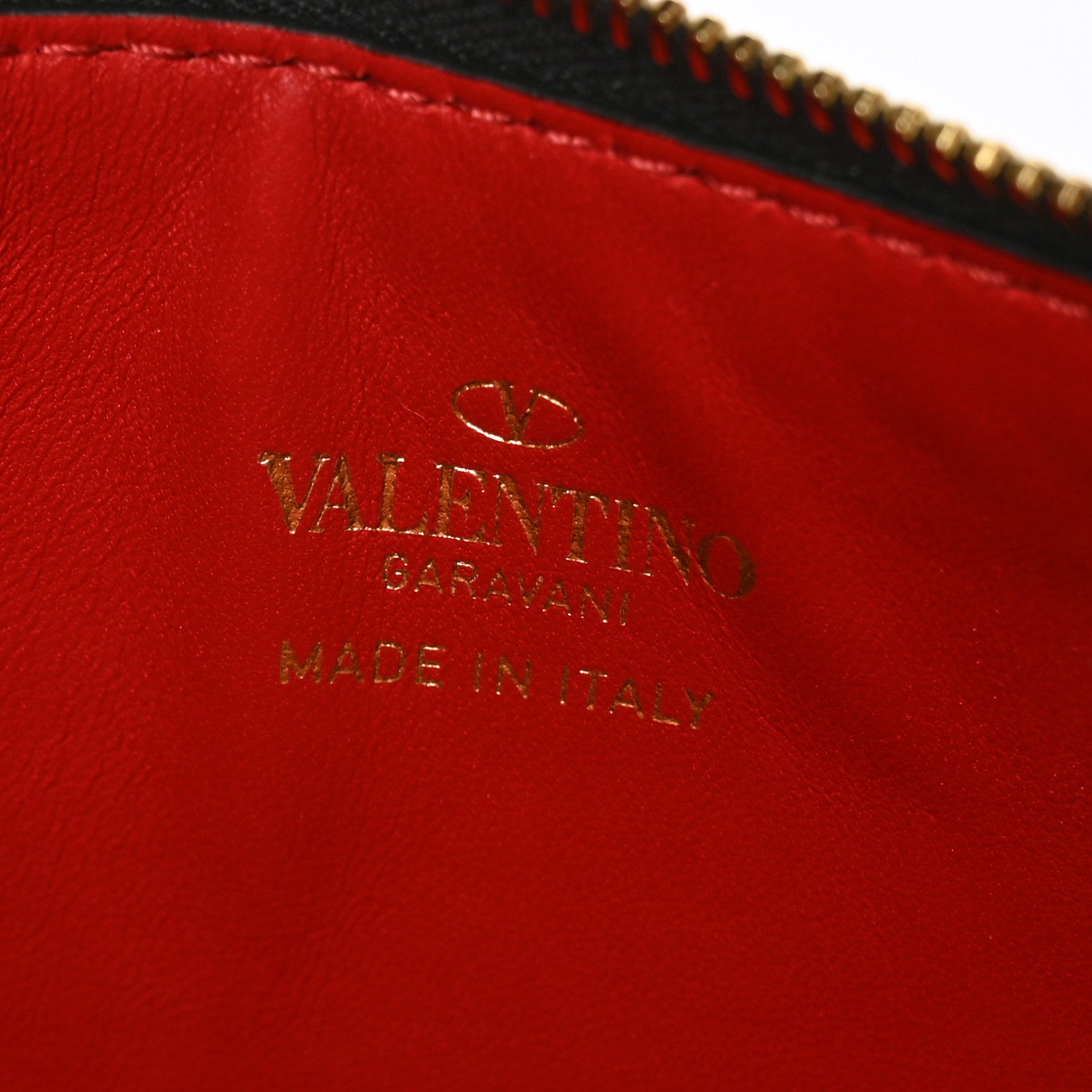 Valentino Garavani Grainy Calfskin Rockstud Allover Alcove Zip Pouch Black 5 of 5