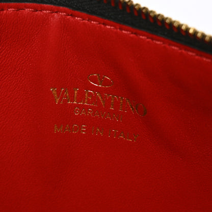 Valentino Garavani Grainy Calfskin Rockstud Allover Alcove Zip Pouch Black 5 of 5