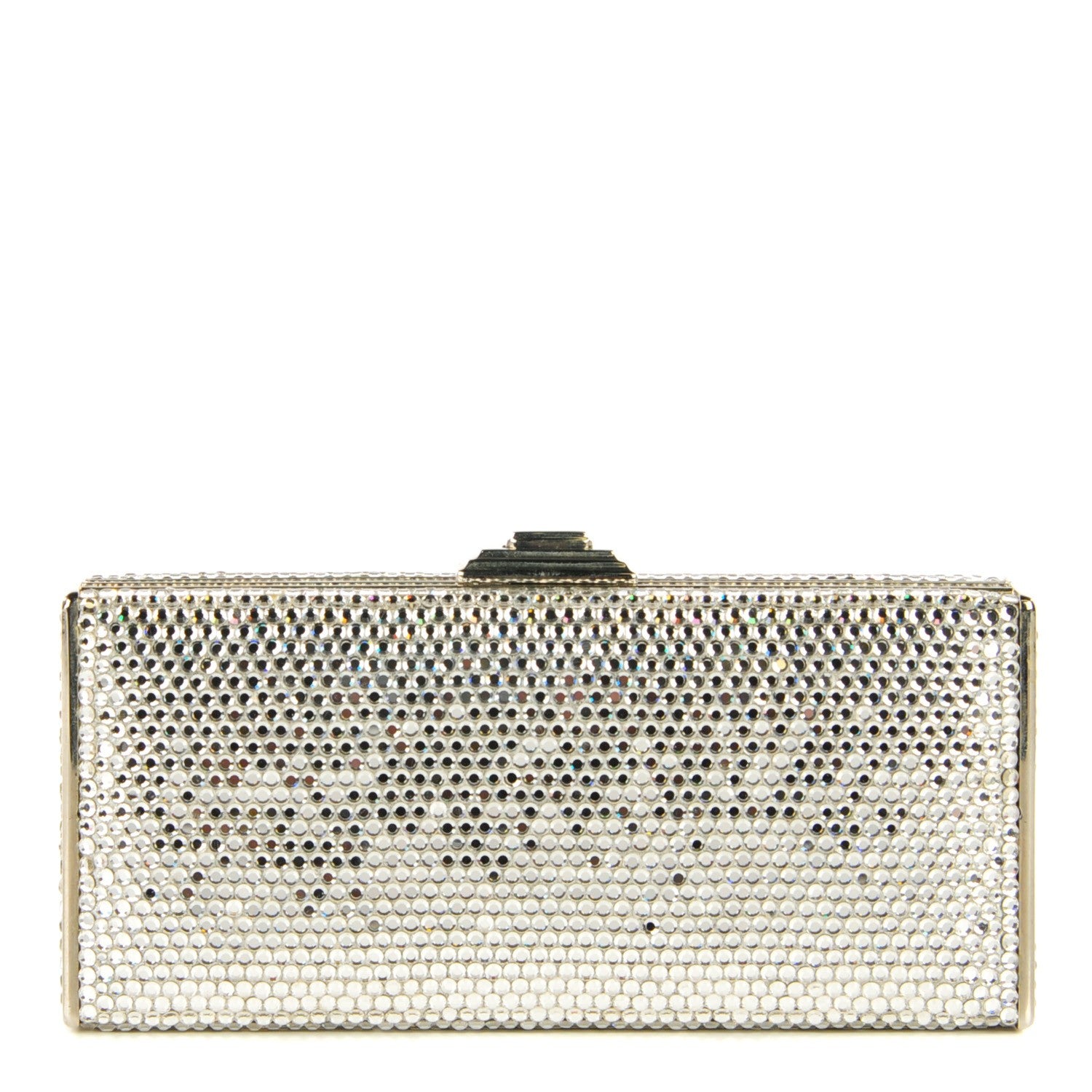Judith Leiber Swarovski Crystal Minaudiere Clutch Silver 1 of 6
