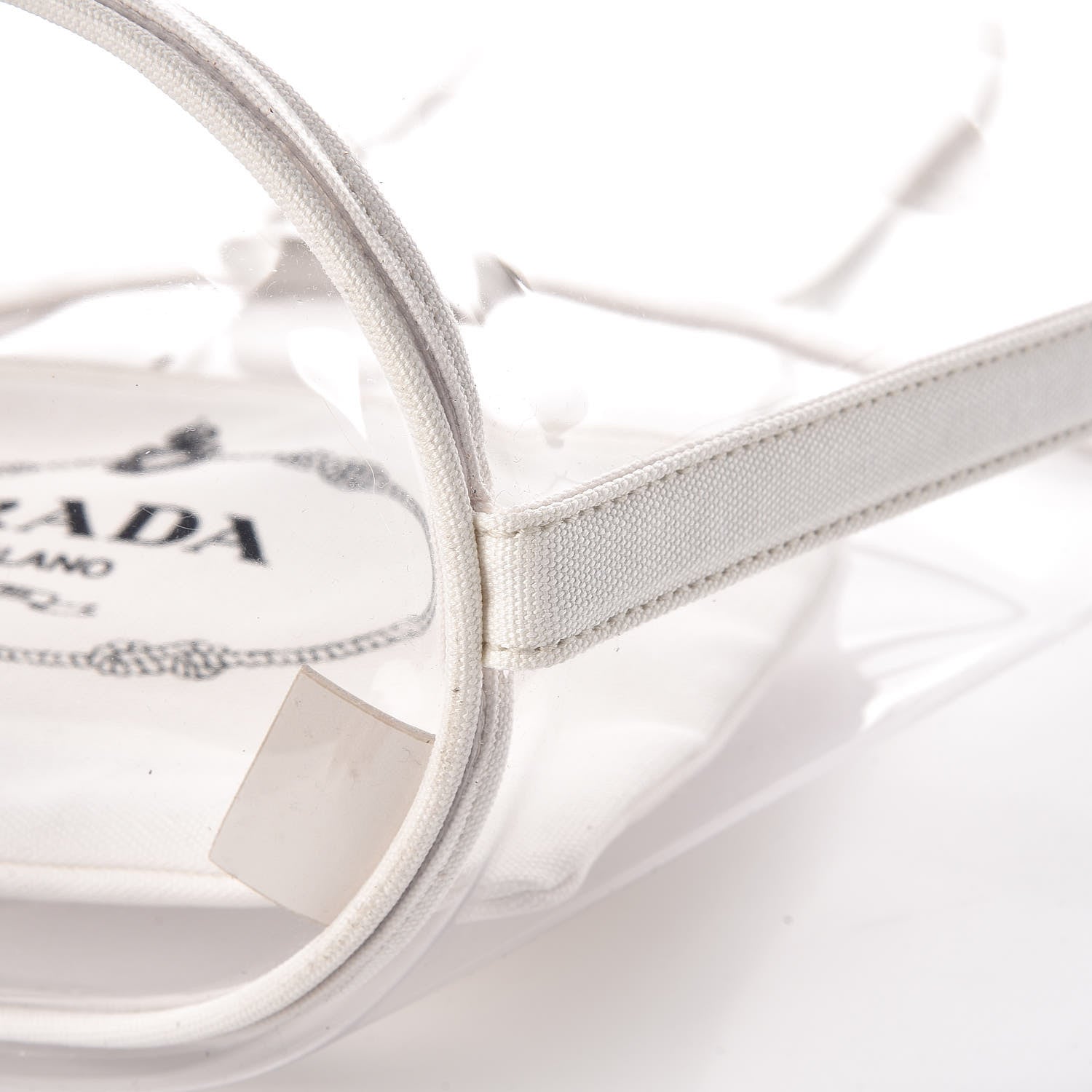 Prada Plexiglass Calfskin Small Shopper Tote White 6 of 8