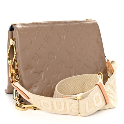 Louis Vuitton Lambskin Embossed Monogram Coussin PM Taupe 3 of 11