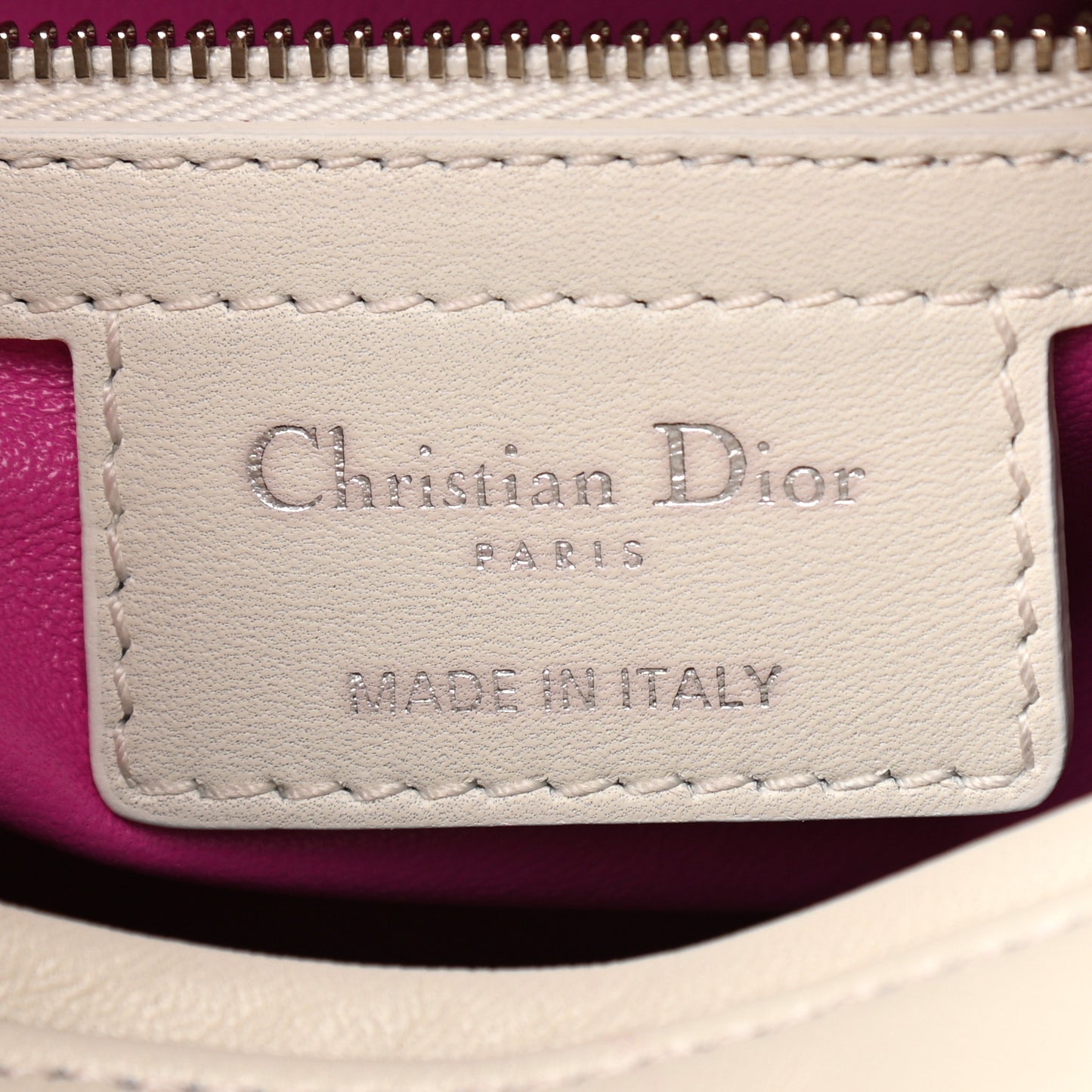 Lambskin Stitched Cannage Medium Lady Dior Pink White