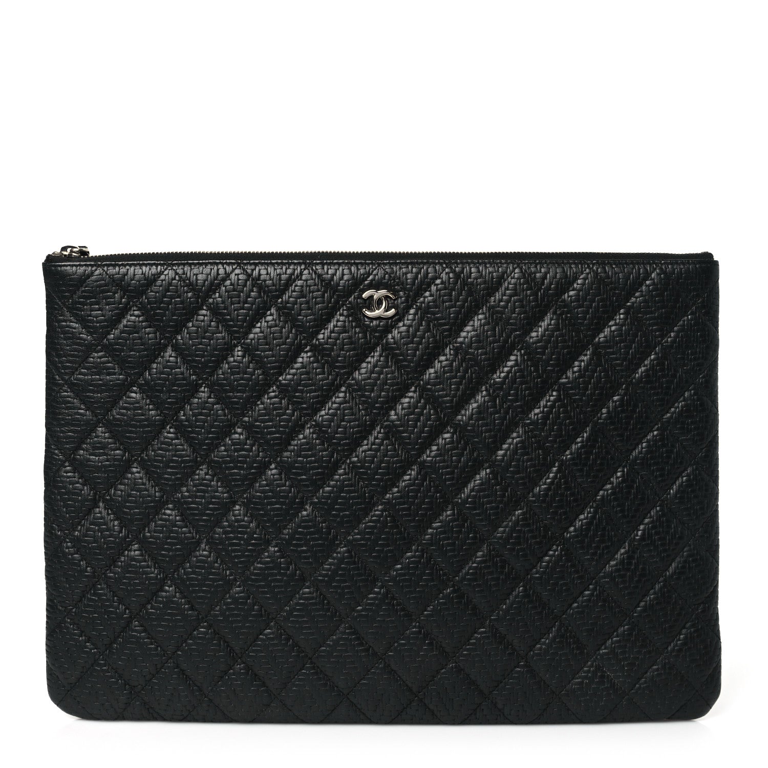 Chanel Calfskin Braided Large Cosmetic Case Black 1 of 10