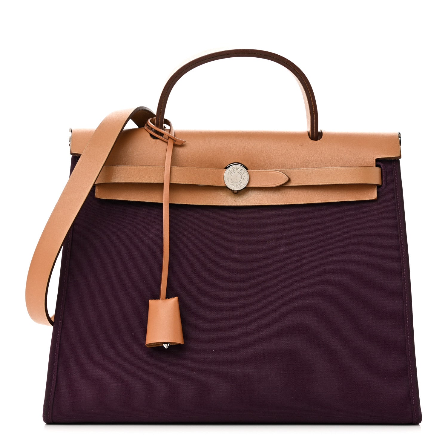 Hermes Toile Vache Hunter Herbag Zip 31 PM Cassis Fauve 1 of 12