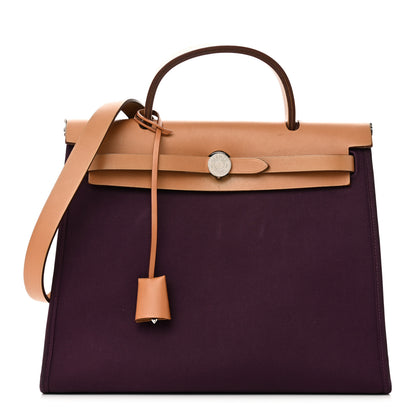Hermes Toile Vache Hunter Herbag Zip 31 PM Cassis Fauve 1 of 12