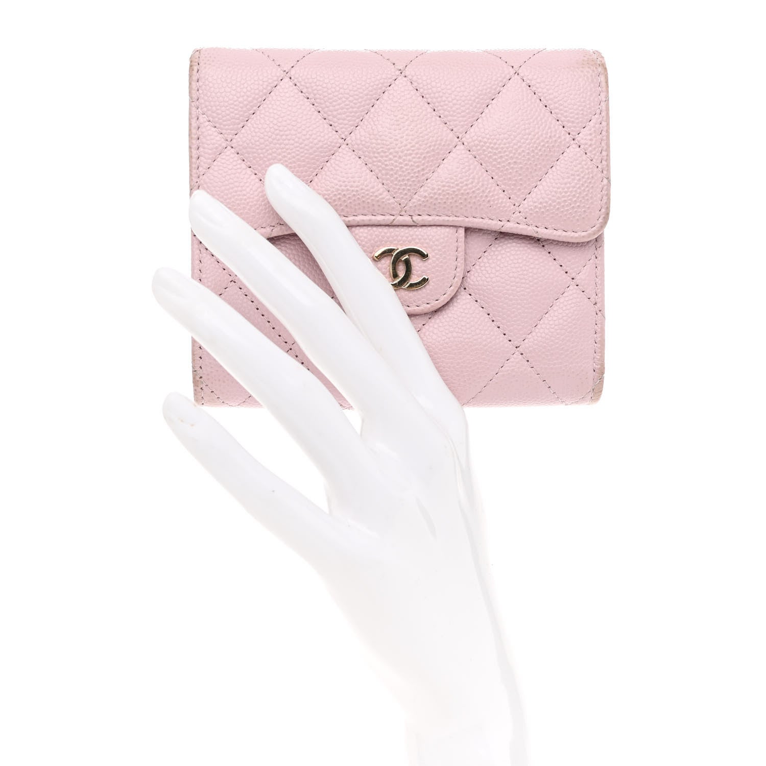 Chanel Caviar Quilted Compact Flap Wallet Light Pink 2 of 9