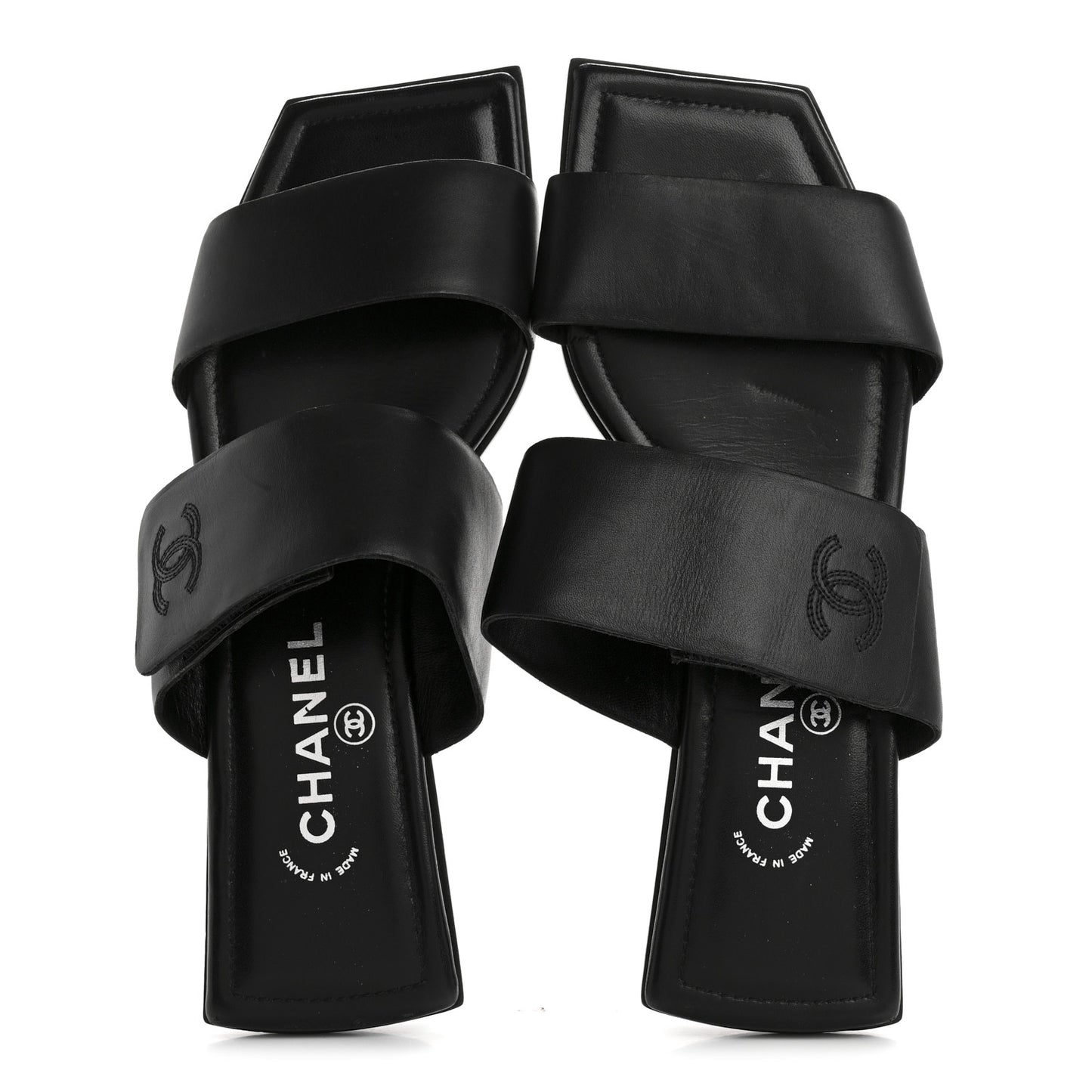 Lambskin CC Flat Sandals 38.5 Black