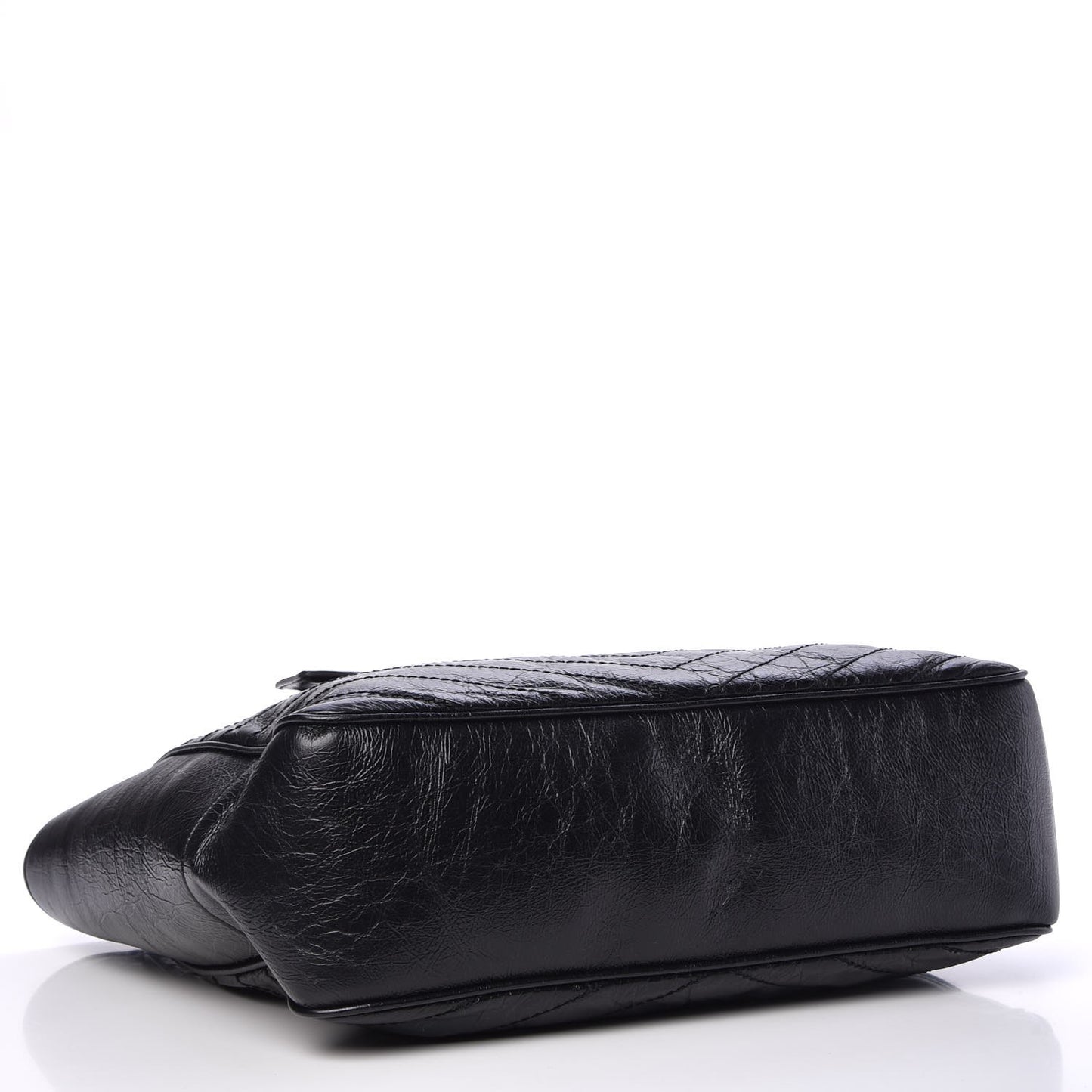 Crinkled Calfskin Matelasse Monogram Large Niki Shopping Tote Bag Black