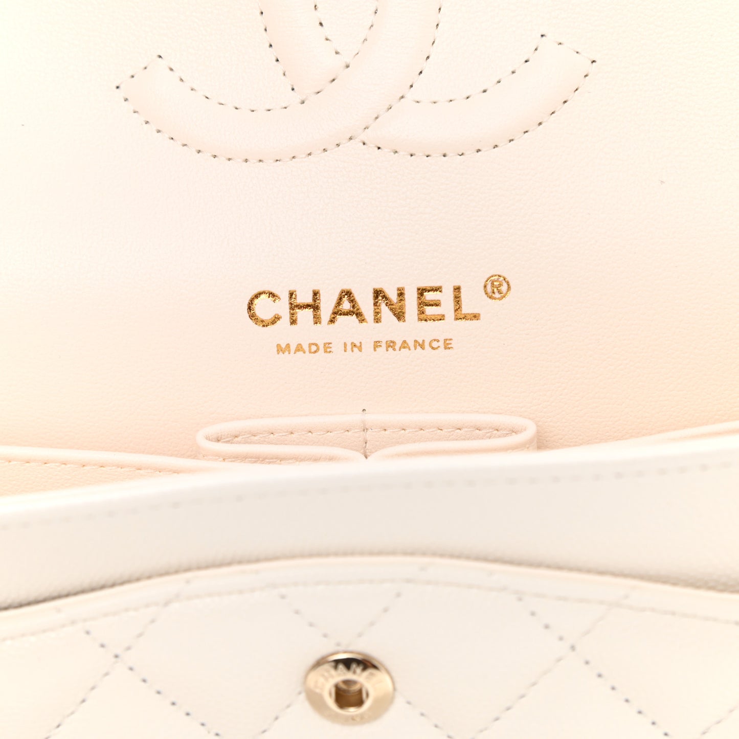 Caviar Quilted Medium Double Flap White