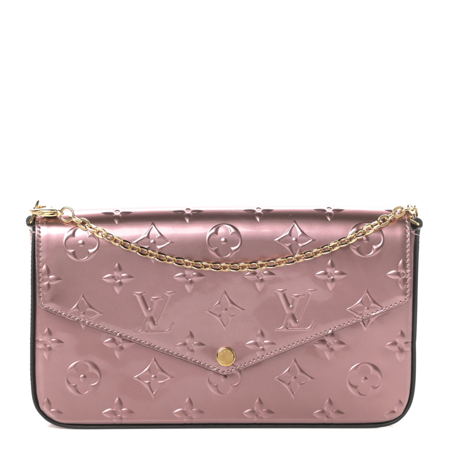 Vernis Pochette Felicie Chain Wallet Metallic Pale Pink