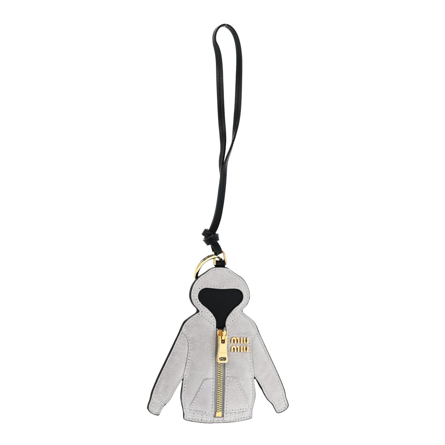 Calfskin Hoodie Trick Bag Charm Grigio