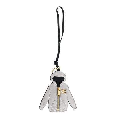 Miu Miu Calfskin Hoodie Trick Bag Charm Grigio 1 of 4