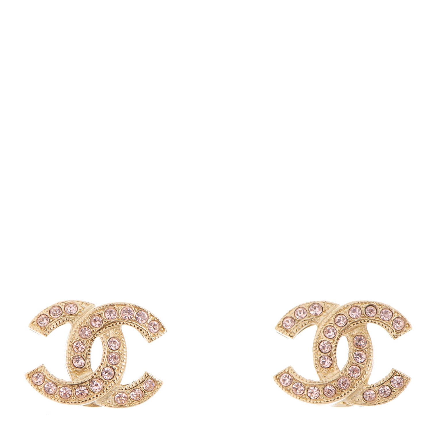 Chanel Crystal Timeless CC Earrings Gold 1 of 5