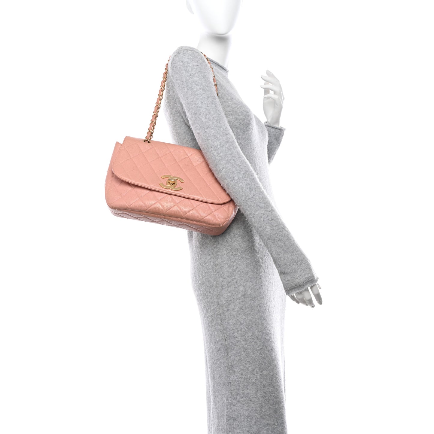 Caviar Quilted Flap Pink