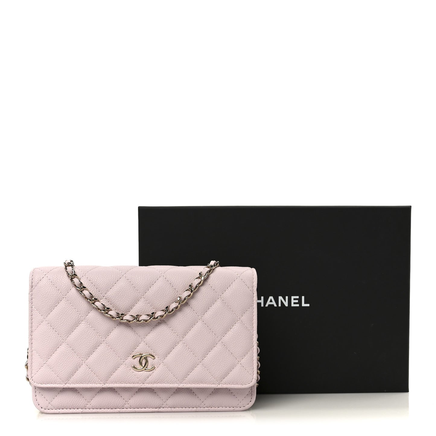 Caviar Quilted Tiny CC Wallet On Chain WOC Light Pink