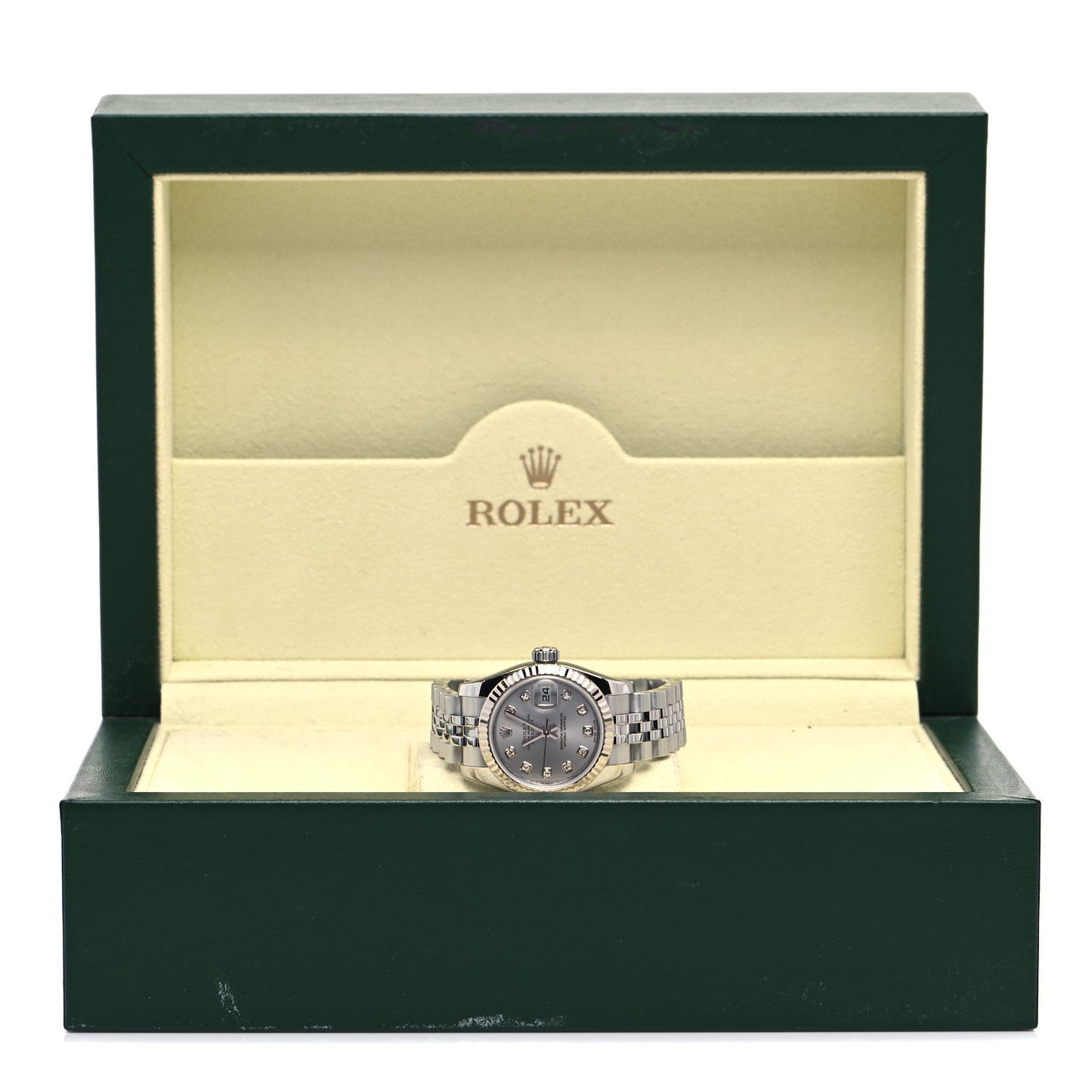 Stainless Steel 18K White Gold Diamond 26mm Oyster Perpetual Datejust Watch Silver 179174