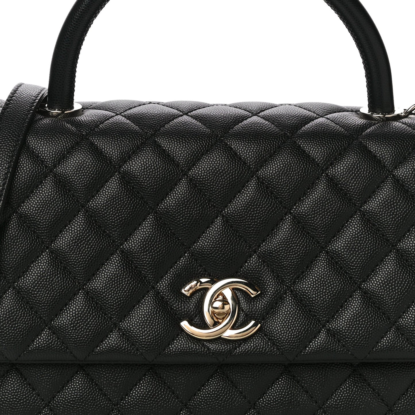 Caviar Quilted Small Coco Handle Flap Black