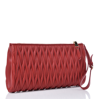 Miu Miu Nappa Matelasse Lux Wristlet Fuoco 3 of 8