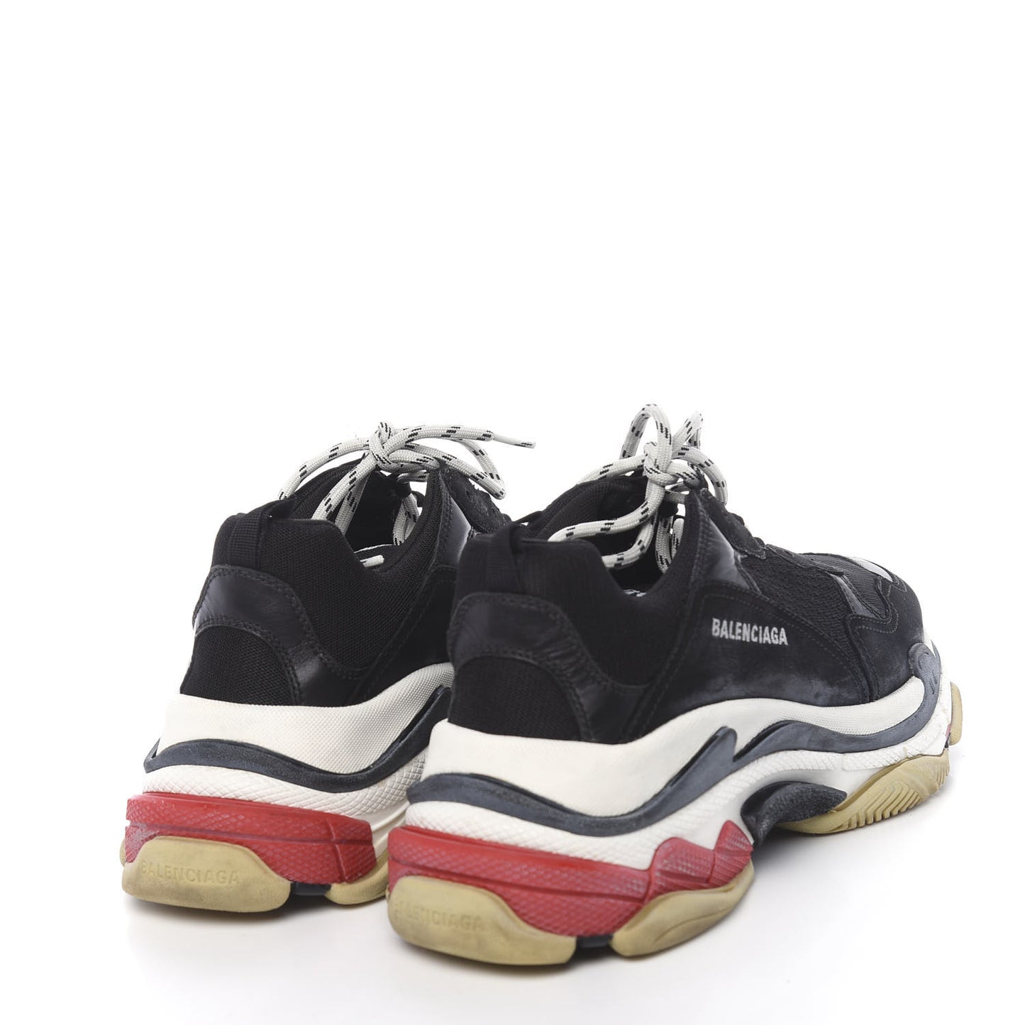 Fabric Mesh Washed Effect Mens Triple S Sneakers 44 Black Red